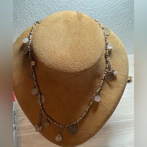 Ann Taylor LOFT Long Beaded Disc & Charm Necklace